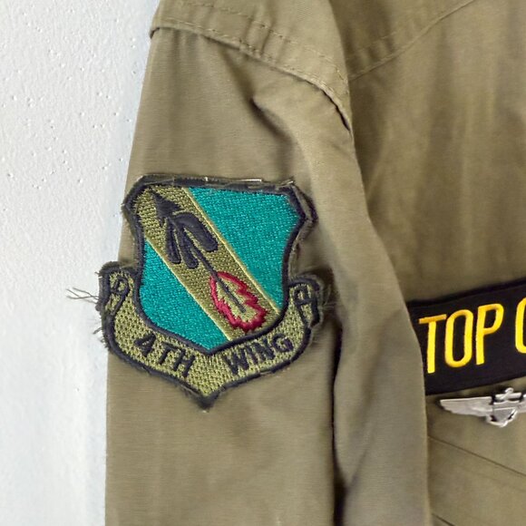 Top Gun Flight Suit Army Green Jumpsuit Costume - Picture 6 of 11